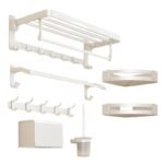 Wall Mounted Shelf Toilet Paper Storage Set of 6