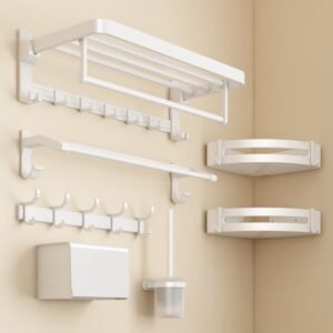 Wall Mounted Shelf Toilet Paper Storage Set of 6