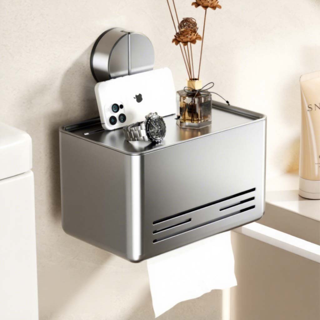 Upgraded Toilet Paper Holder with Shelf Set