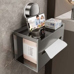 Upgraded Toilet Paper Holder with Shelf Set