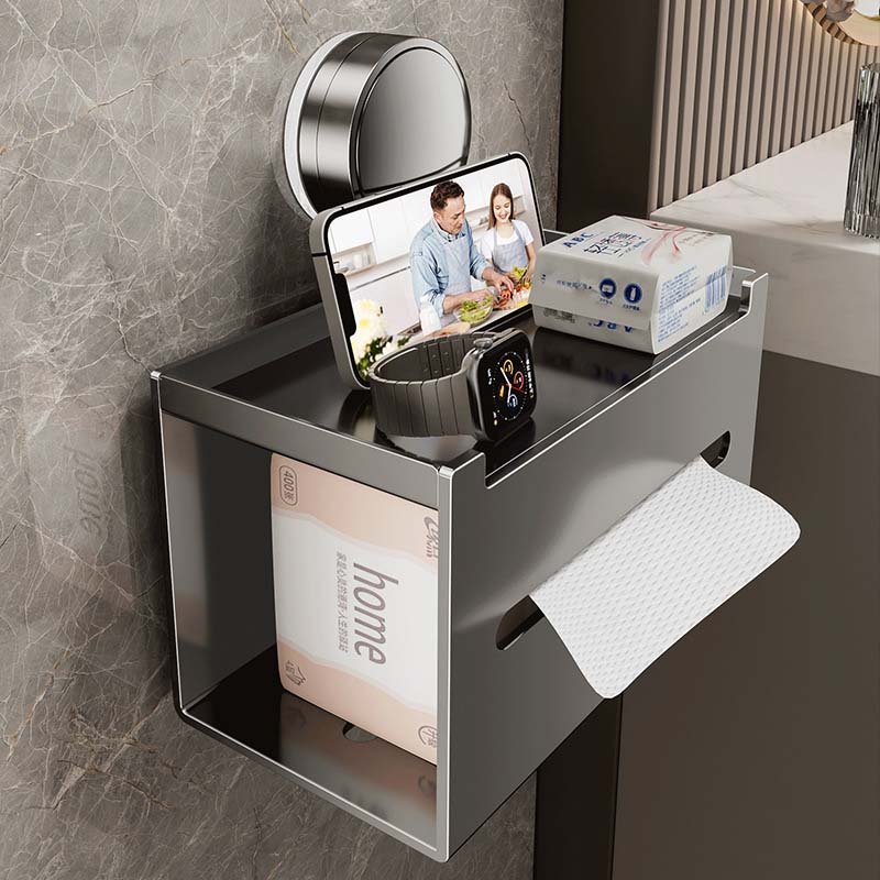 Upgraded Toilet Paper Holder with Shelf Set