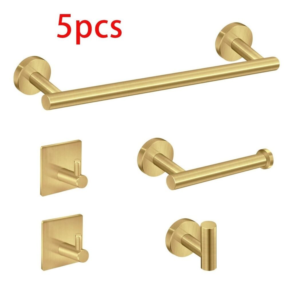 5 Piece Bathroom Towel Bar Set – SUS304 Stainless Steel Bath Towel Holder