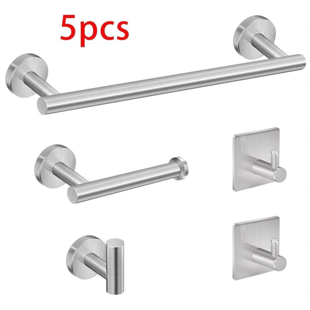 5 Piece Bathroom Towel Bar Set – SUS304 Stainless Steel Bath Towel Holder