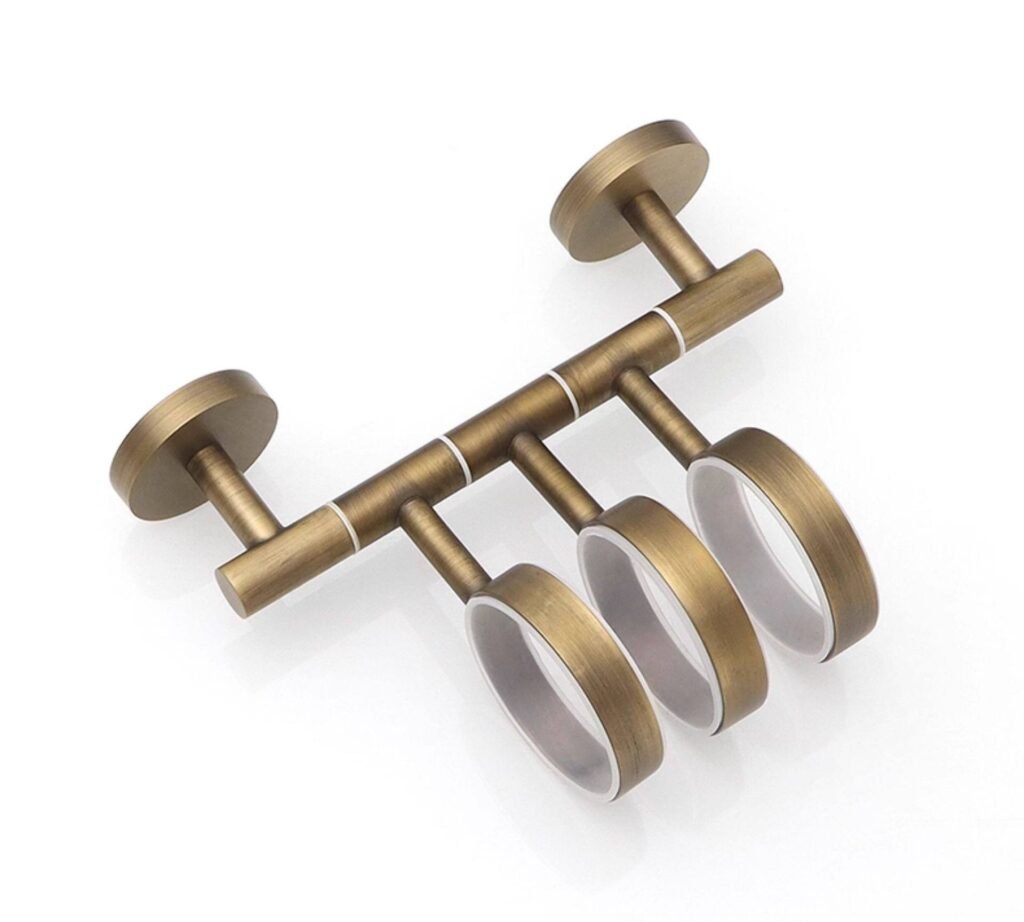 MKH Antique Brass Wall-Mounted Rotating Toothbrush and Cup Holder for Luxury Bathroom