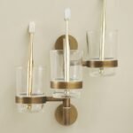 MKH Antique Brass Wall-Mounted Rotating Toothbrush and Cup Holder for Luxury Bathroom