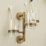 MKH Antique Brass Wall-Mounted Rotating Toothbrush and Cup Holder for Luxury Bathroom